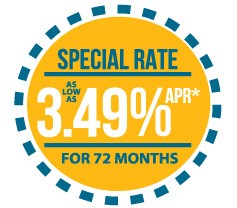 Special Rate As Low As 3.49% APR for 72 months!*